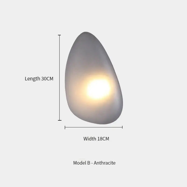 Elegant Frosted Glass Pebble Wall Lamp - Minimalist Nordic Style dimensions and specifications.