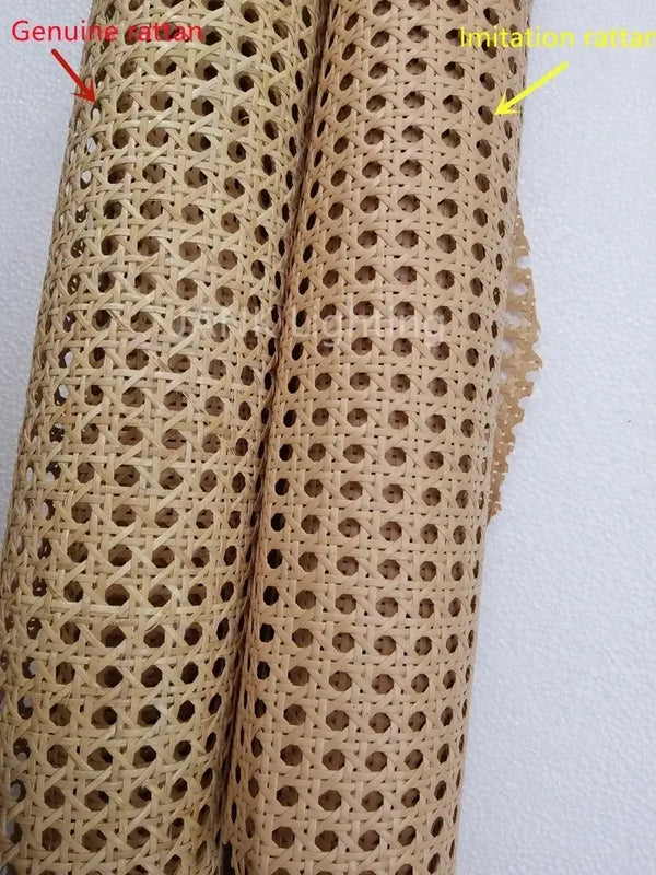 Genuine rattan and imitation rattan comparison for home decor and crafts.