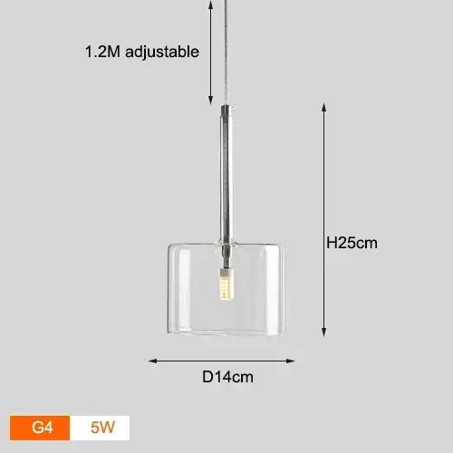 Neo Transparent Scandinavian Light Fixture with adjustable height and minimalist design.