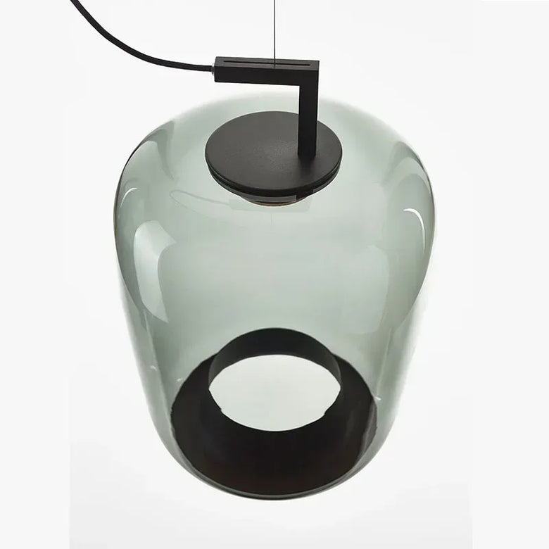 Modern Glass Pendant Light with Iron Detailing