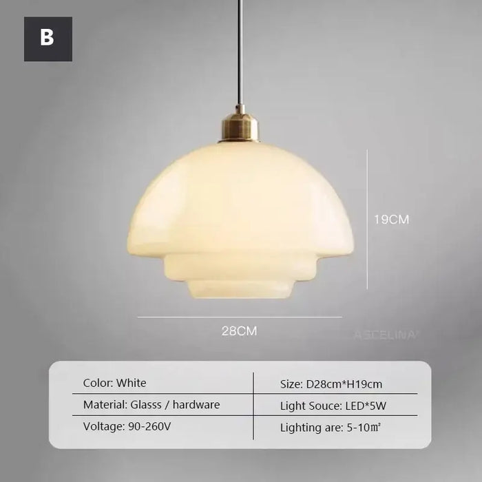 Nordic Vintage Pendant Light | Scandinavian Chic Decor showcasing a cream wind milk glass design with layered details.