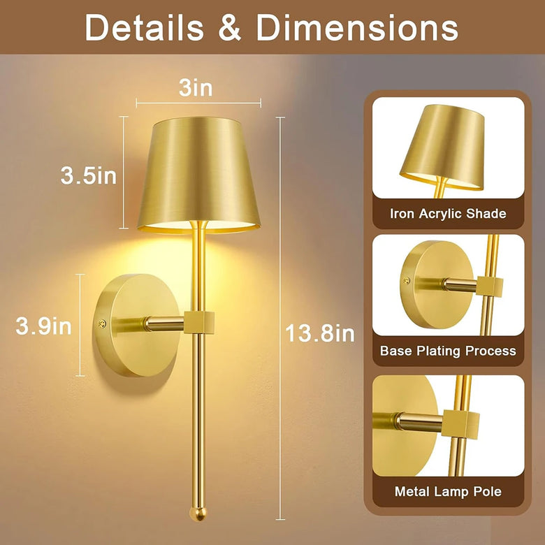 Classic Cordless Wall Sconces, Set of 2 – Rechargeable, Remote
