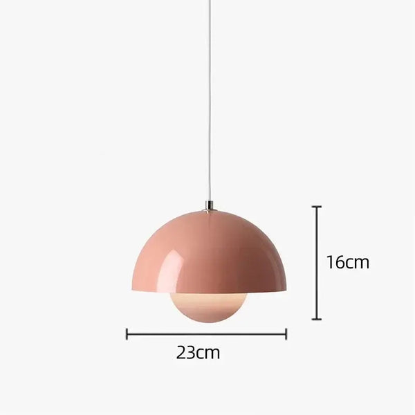 Contemporary Pendant Light in pink color with a modern design, dimensions 23cm diameter and 16cm height.