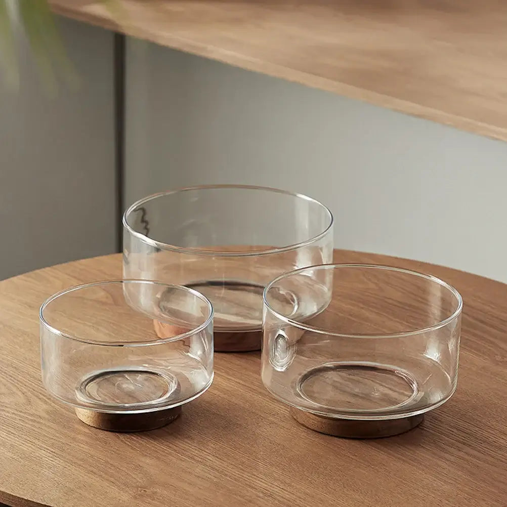 Serenity Glass Bowl with Wooden Base