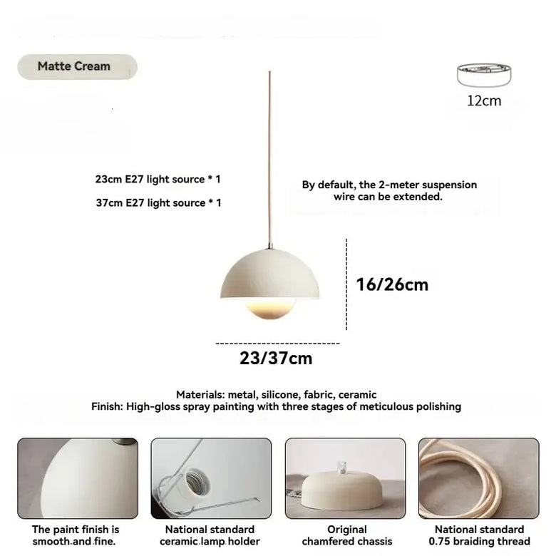 Mid-century Retro Glossy Dome Pendant Lights