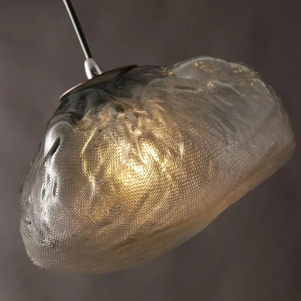 Nordic Cloud Glass Pendant Light – Smoky Grey Designer LED Chandelier illuminating a sculptural glass design.