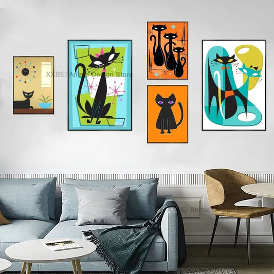 Space Age Atomic Cat Canvas Poster