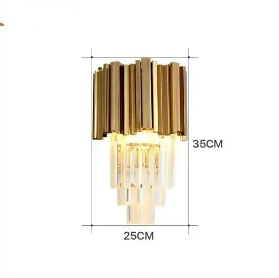 Unique Collection of Art Deco Sconces - Stylish gold and crystal sconce with dimensions of 25CM x 35CM.