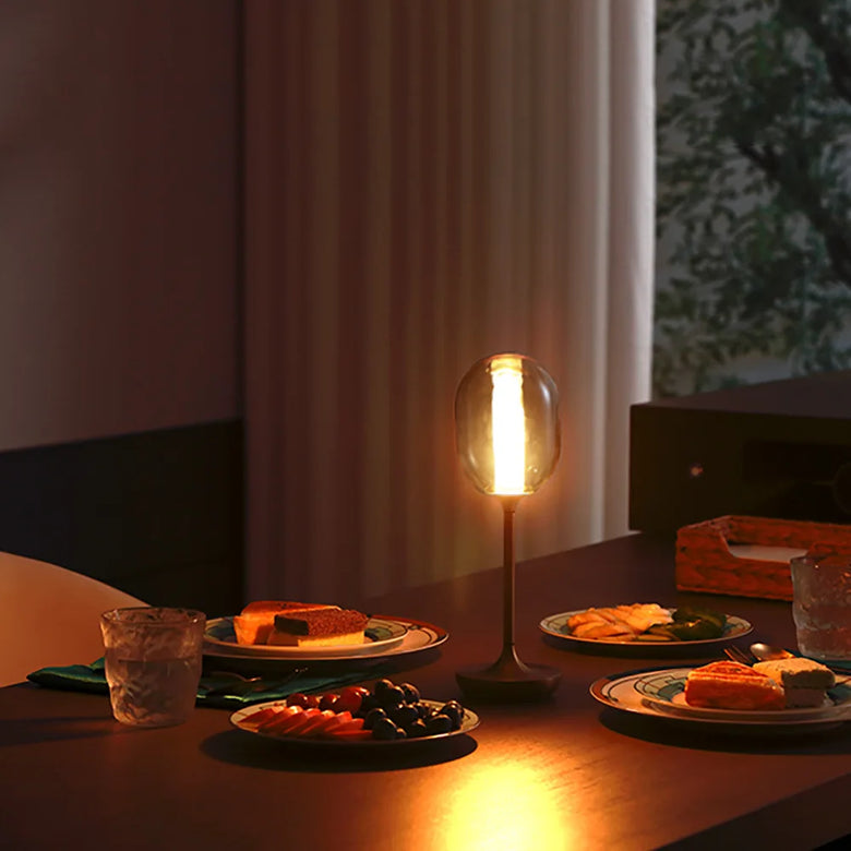 Nordic Minimalist Cordless Glass Globe Table Lamp – Rechargeable