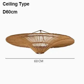 Vintage Designer Rattan Pendant Light