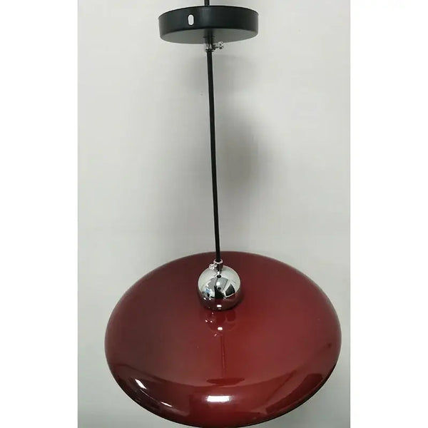 70s Dine In Kitchen Ceiling Light in red with chrome details, showcasing retro 70s design and modern charm.