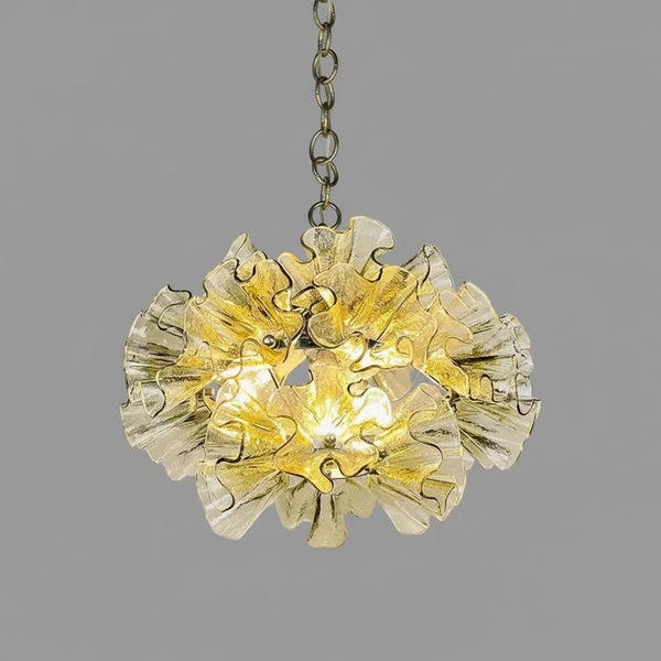 hero Luxury Flower-Shaped Glass Chandelier 45cm showcasing stunning petal-like glass design and warm illumination.