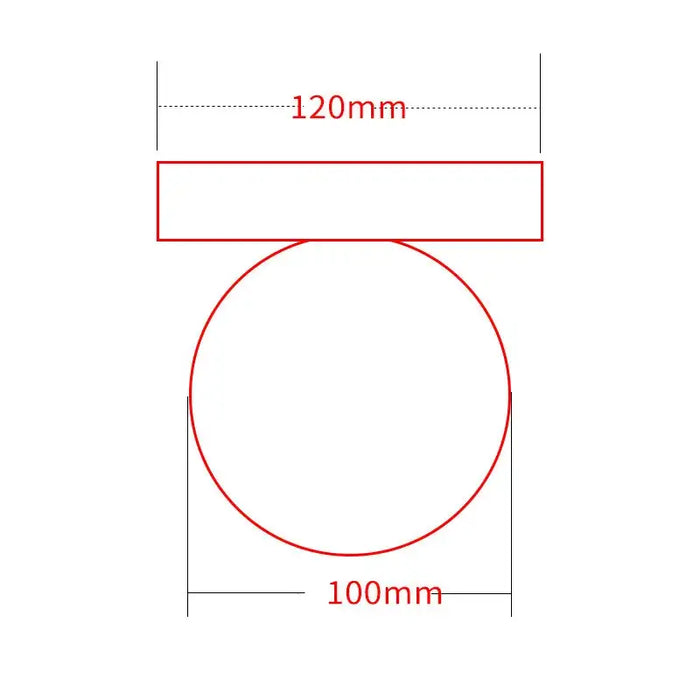 Dimensions of Colourful Macaron LED Wall Lamp 10/12cm showing the 120mm width and 100mm diameter.