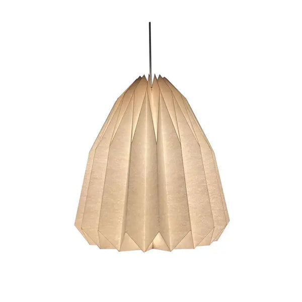 Elegant Origami-Inspired Paper Lantern hanging lamp crafted with intricately folded paper in warm tones.