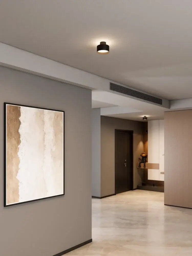 Modern Drum Flush Ceiling Light in Metal 140mm