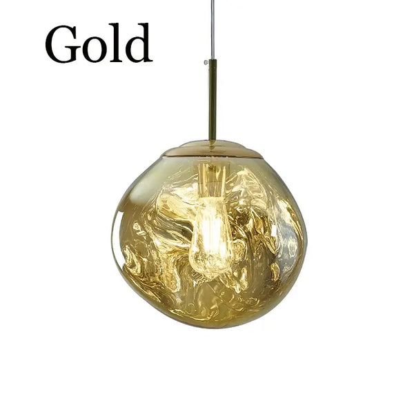Nordic Lava Pendant Light in gold finish with a unique bubble design and warm illumination.