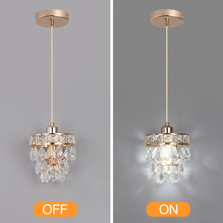 Gold K9 Crystal Mini Pendant Light – Modern Glam, 120cm Wire