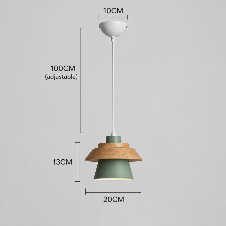 Suspension scandinave Macaron en bois – Lampe suspendue colorée avec cordon E27