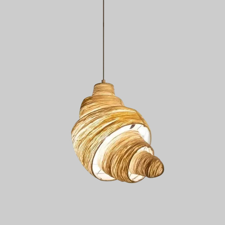 hero Wooden pendant light with a wavy design on a white background