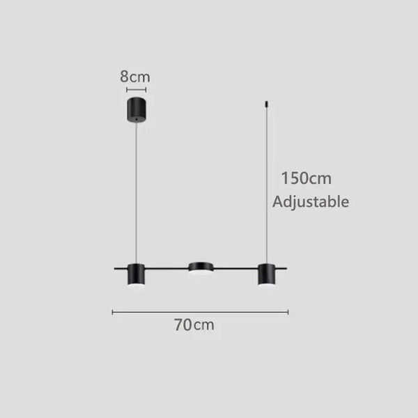 Hanging Minimalism Lights with adjustable length, sleek black design, and modern aesthetic perfect for contemporary spaces.