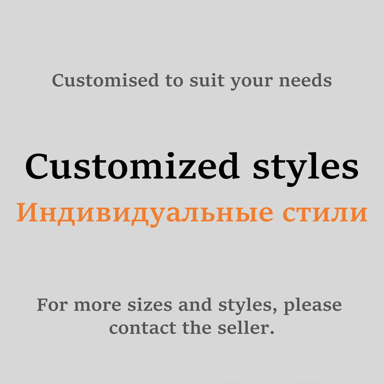 Customized styles with a message about customization options and contacting the seller for more details.
