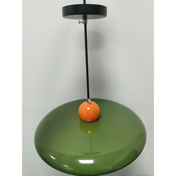 70s Dine In Kitchen Ceiling Light showcasing retro green design with vibrant orange accent, perfect for vintage kitchen decor.