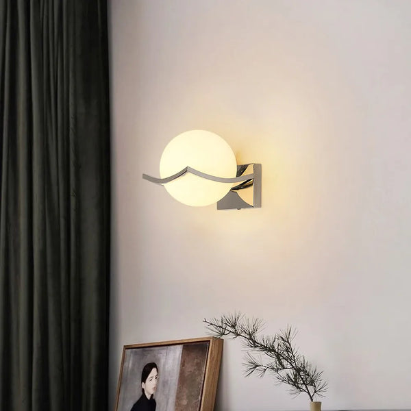 Modern Chrome Wall Sconce with Glass Globe Shade
