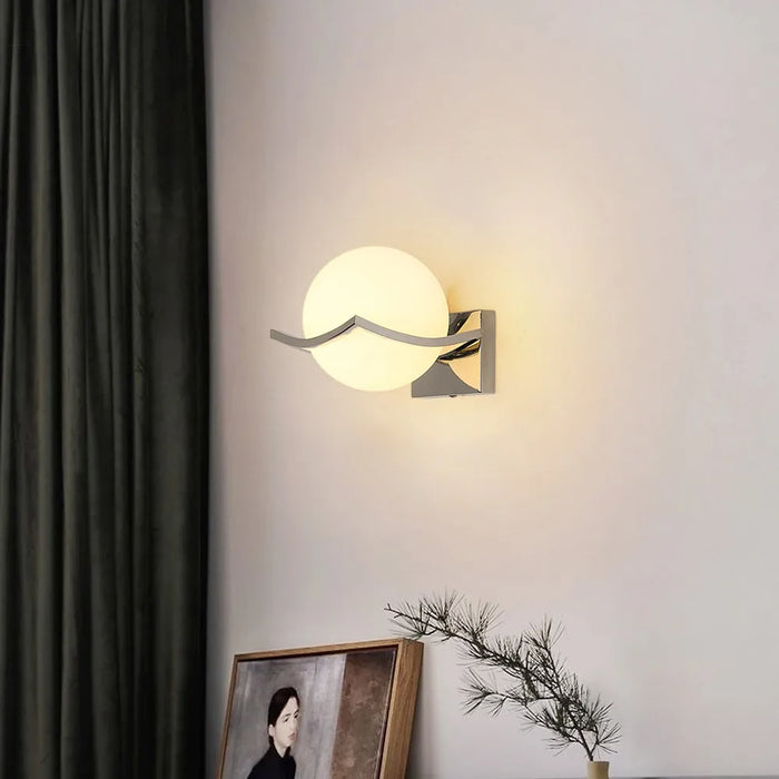 Modern Chrome Wall Sconce with Glass Globe Shade
