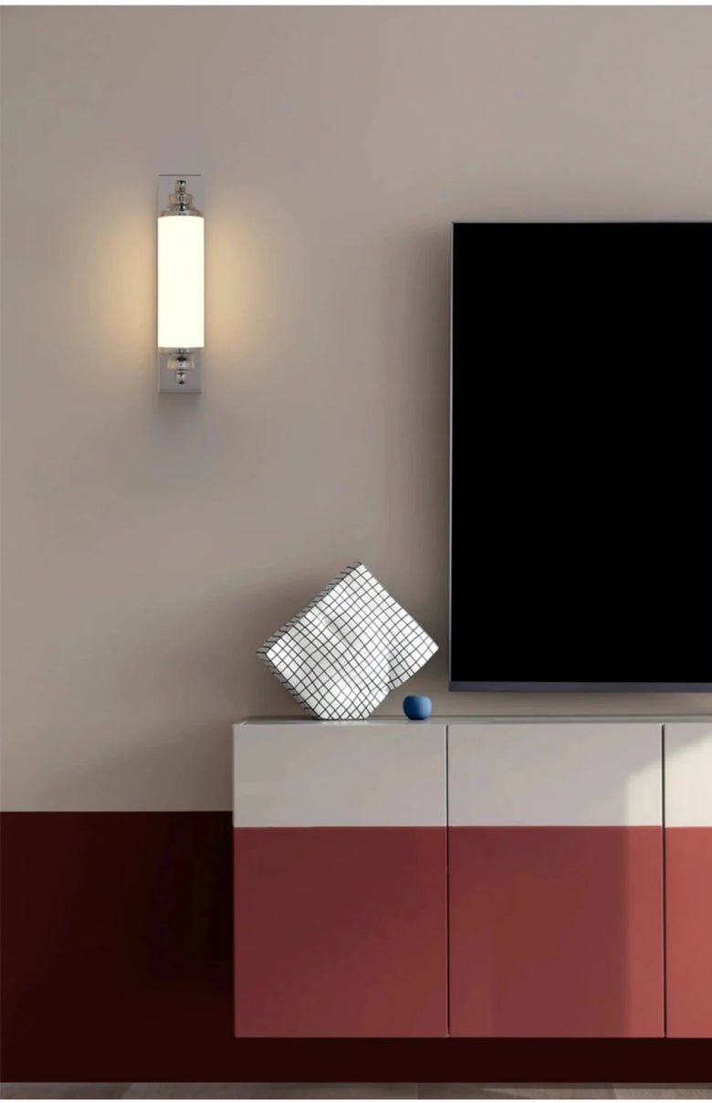 Steel & Glass Modern Wall Light 30cm
