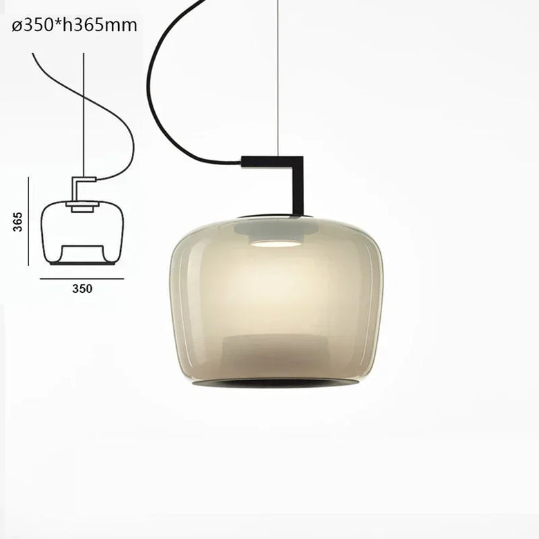 Modern Glass Pendant Light with Iron Detailing
