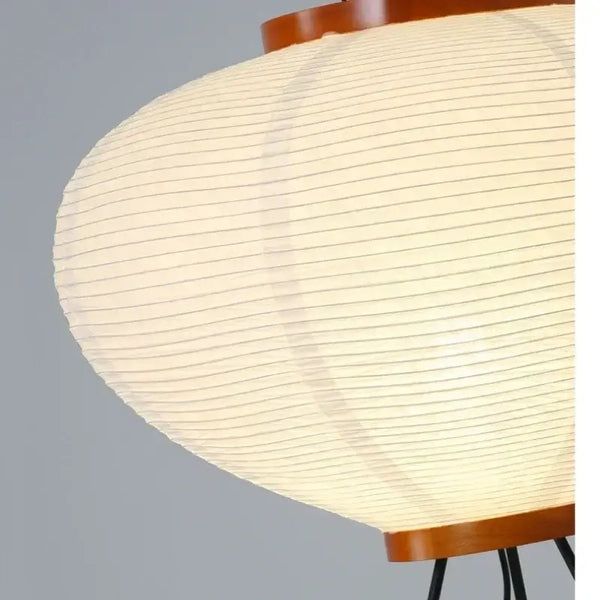 Japanese Rice Paper Table Lamp close-up showing unique design and light texture.