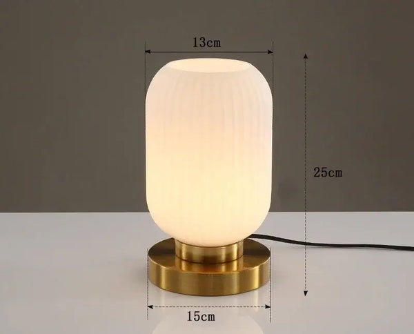 Modern Nordic Glass Table Lighting Fixtures with white glass shade and gold metal base, 25cm height, perfect for home decor.