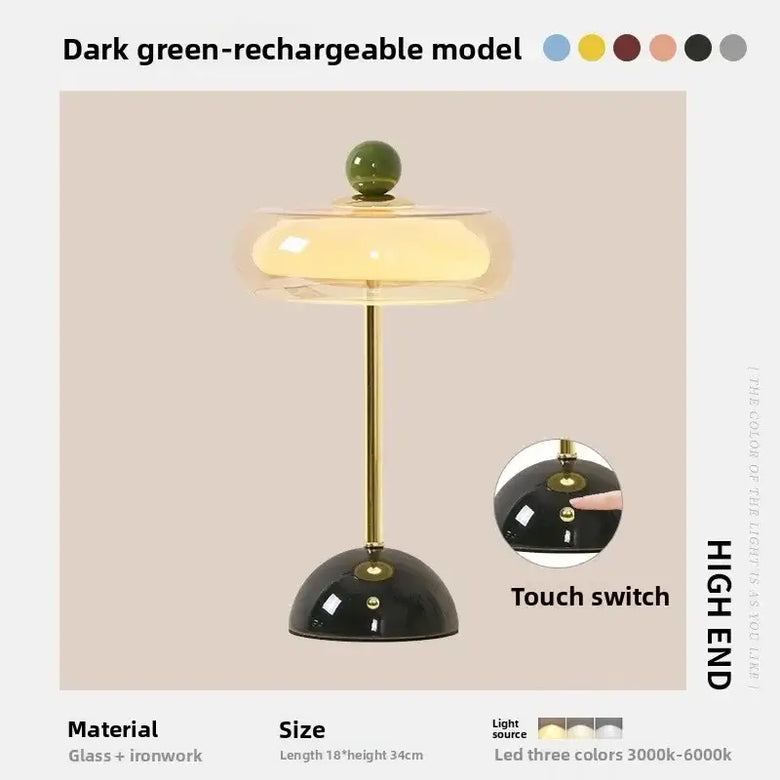 Retro Glass Table Lamp with Touch Control