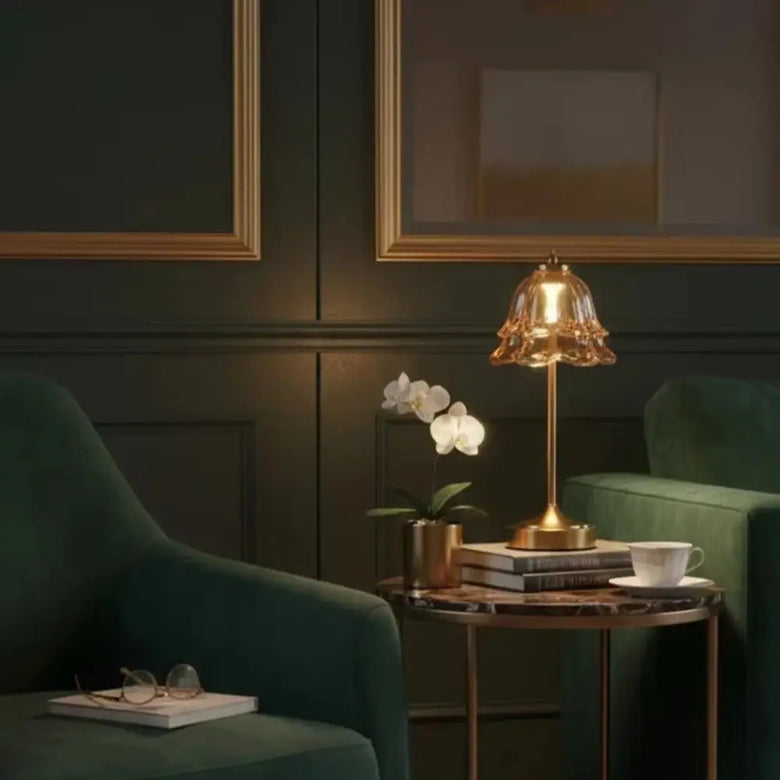 Art-Deco Glass Cordless Table Lamp: 8 styles
