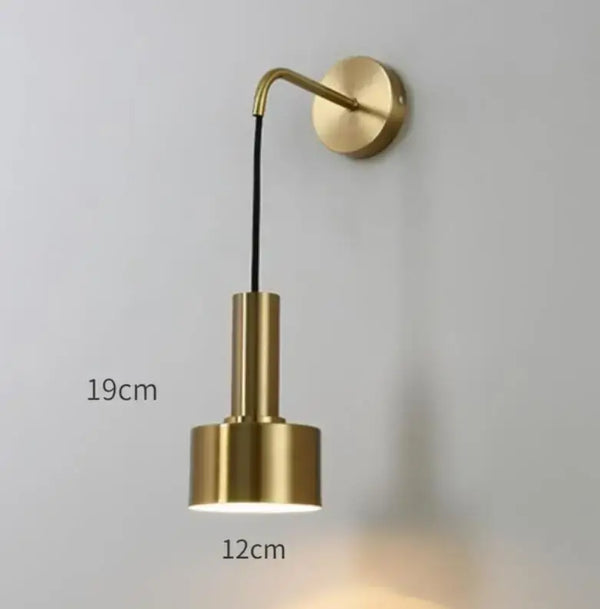 Gold Wall Mounted Spot in Brass and Black Colours with dimensions 19cm height and 12cm width.