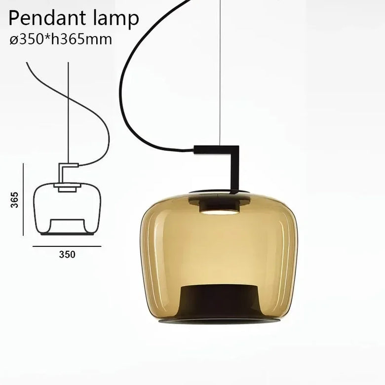 Modern Glass Pendant Light with Iron Detailing