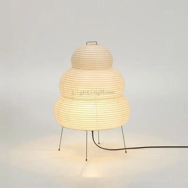 Japanese White Rice Paper Table Lamp with unique shape and warm light ambiance