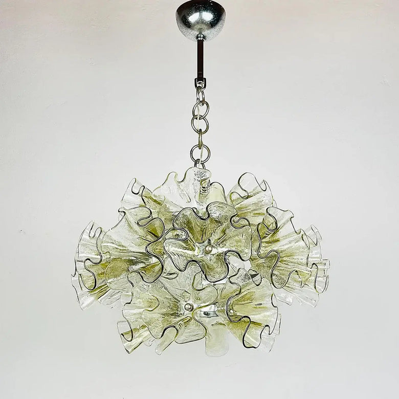 Luxury Flower-Shaped Glass Chandelier 45cm, stunning flower design with petal-like glass elements.