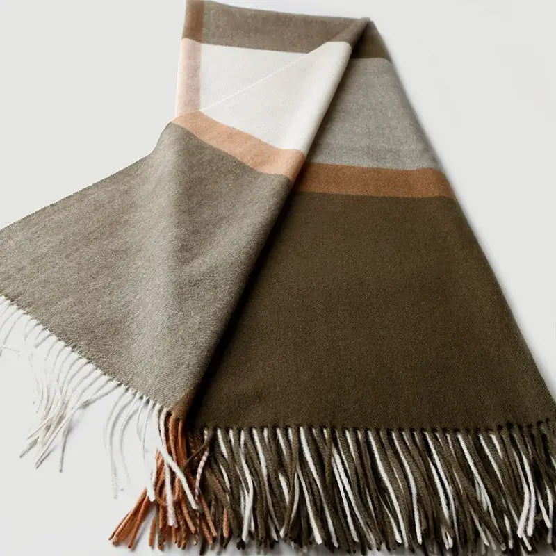 Luxurious Lamb Wool Fringed Plaid Blanket