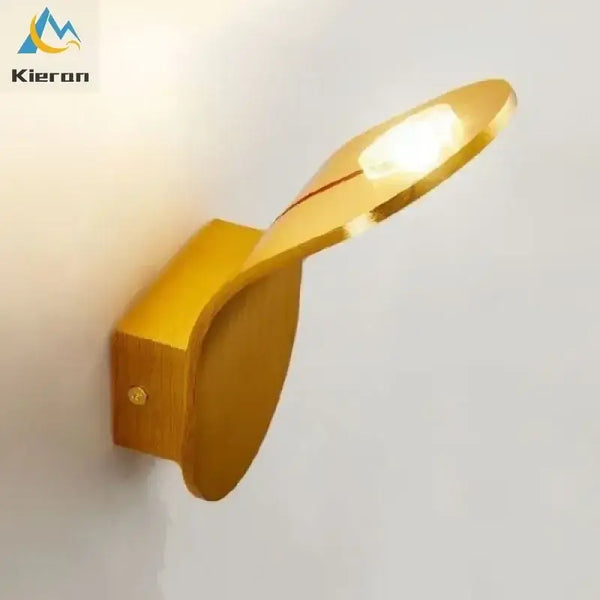 Wall Lamp: Mid-Century Modern Japanese Style in gold finish, featuring a unique leaf-inspired design.