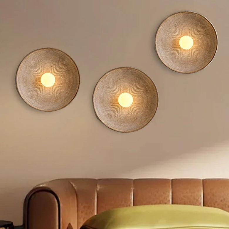 Circular Resin Wall Light with Grooved Finish
