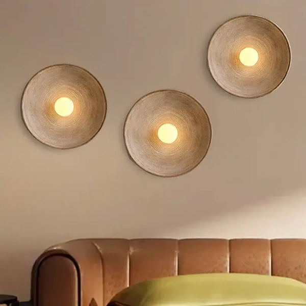 Circular Resin Wall Light with Grooved Finish