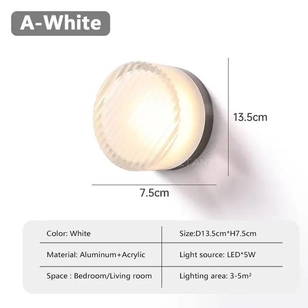 Futuristic and Unique Solid Plexiglass Wall Light in white, featuring a fluted design and LED light source.