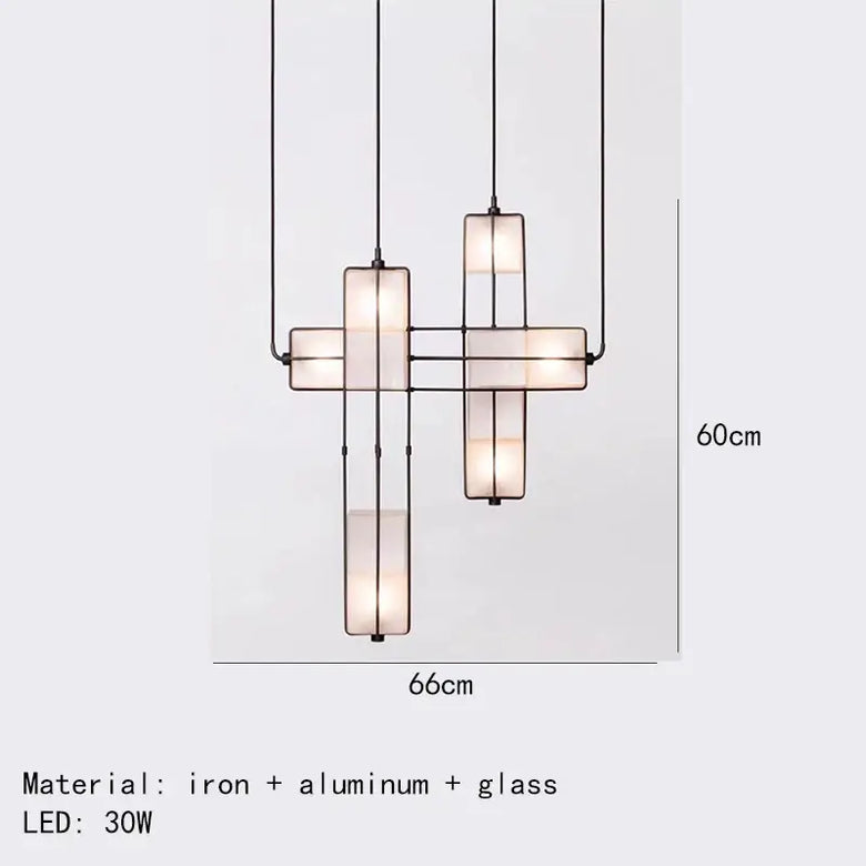 White Glass & Metal Art Deco Chandelier featuring an elegant design with iron, aluminum, and glass materials.