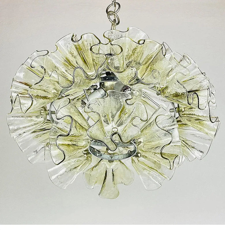 Luxury Flower-Shaped Glass Chandelier 45cm with exquisite petal-like glass elements.