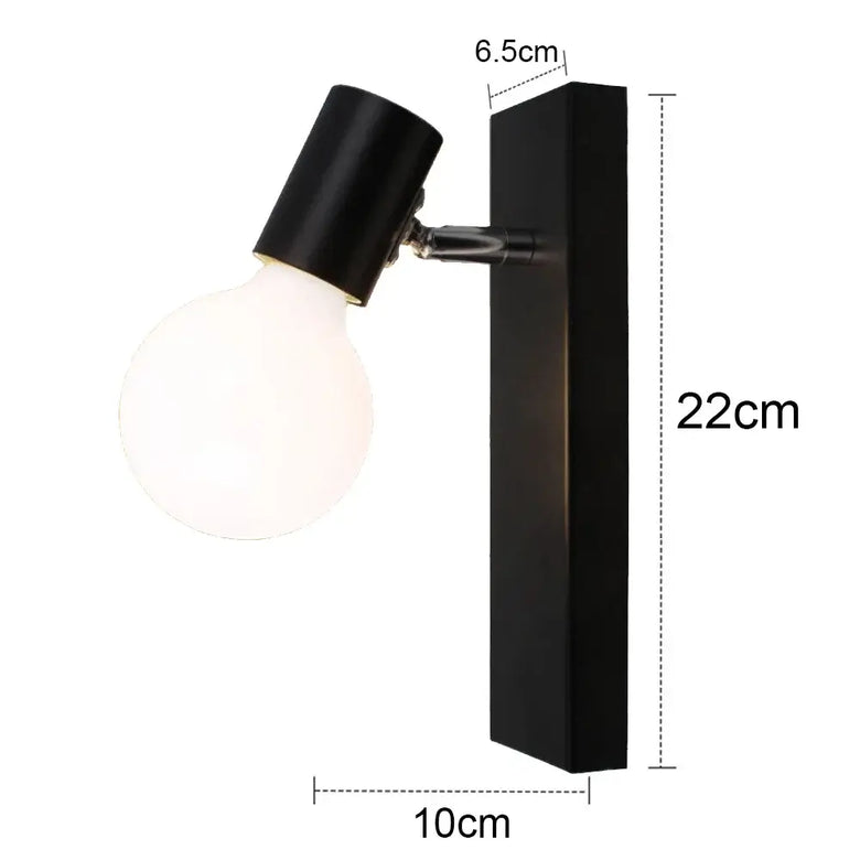 Collection of Modern Nordic Wooden Wall Lights - Black wall light with round glass bulb, modern design, 22cm height.