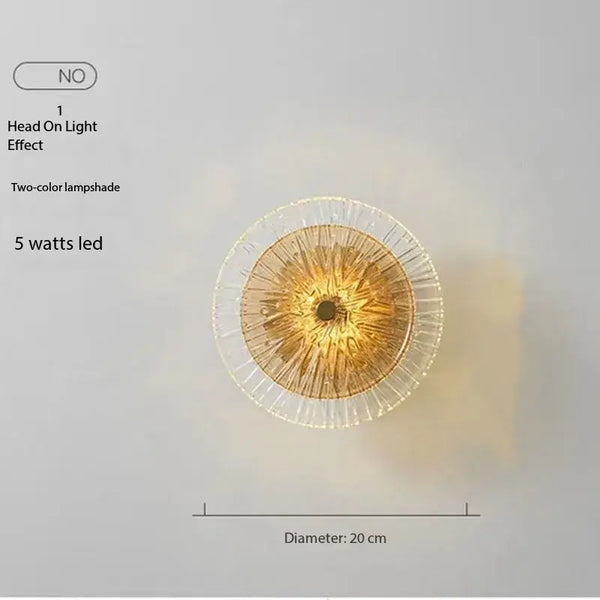 Art Deco Flower Wall Light design featuring a two-color lampshade with a diameter of 20 cm and 5 watts LED.