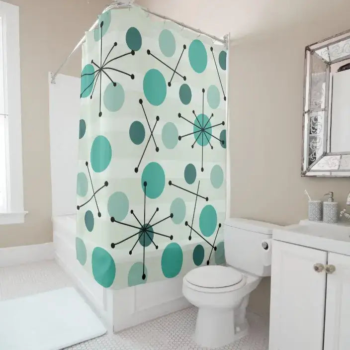 Mid-Century Art Shower Curtains - Eco-Friendly Style