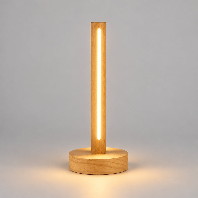 Japandi Cordless Wood Table Lamp – USB Powered, Walnut or Beech