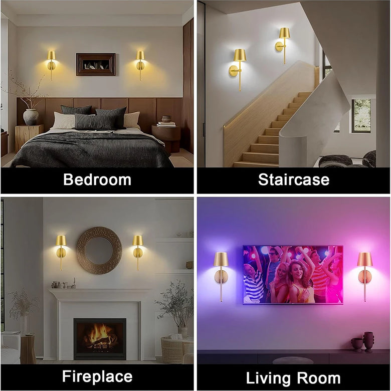 Classic Cordless Wall Sconces, Set of 2 – Rechargeable, Remote